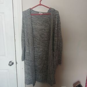 Sienna Sky Women's Long Grey Hooded Cardigan